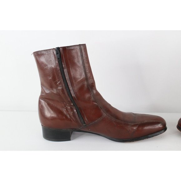 Vintage 70s Streetwear Mens Size 11 D Leather Side Zip Chelsea Boots Brown USA main image 10
